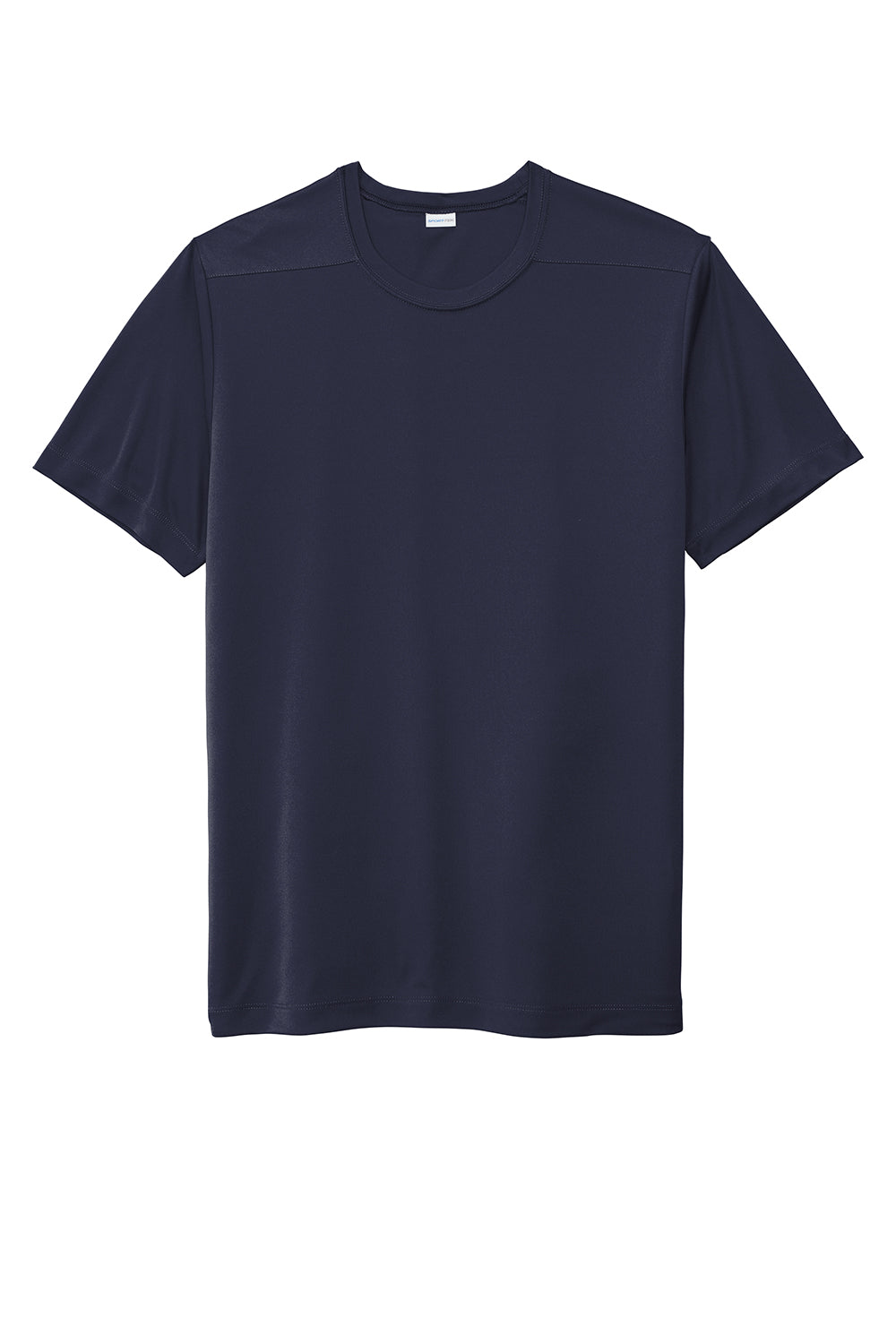 Sport-Tek ST420 Mens Moisture Wicking Short Sleeve Crewneck T-Shirt True Navy Blue Flat Front