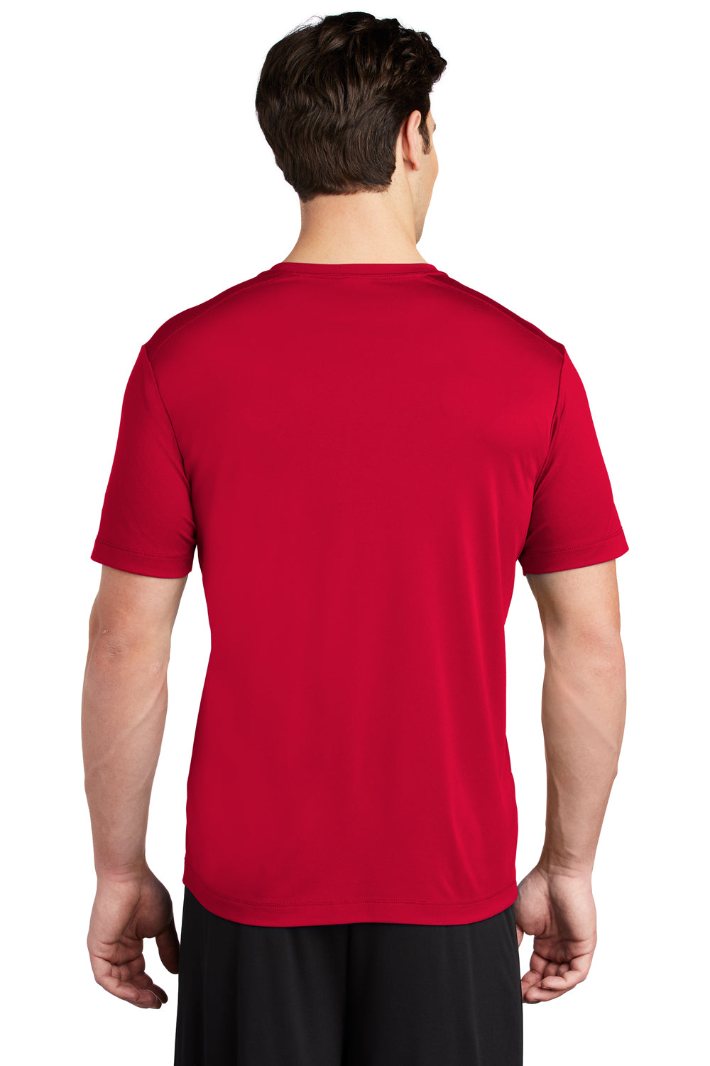 Sport-Tek ST420 Mens Moisture Wicking Short Sleeve Crewneck T-Shirt True Red Model Back