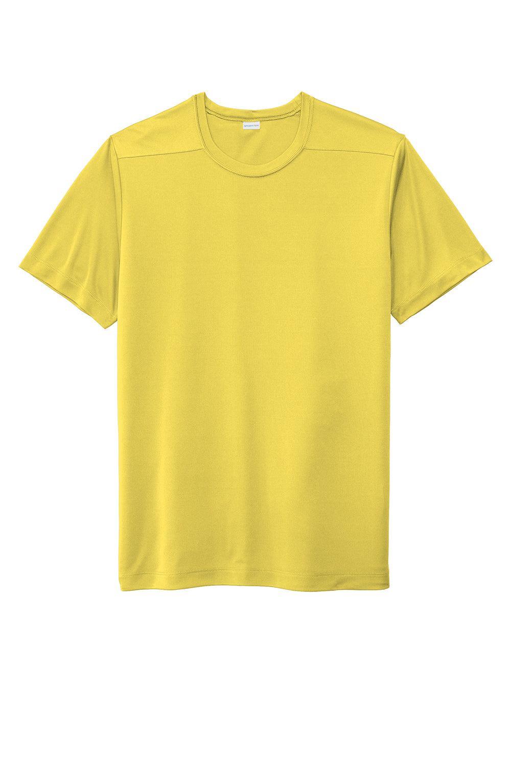 Sport-Tek ST420 Mens Moisture Wicking Short Sleeve Crewneck T-Shirt Yellow Flat Front