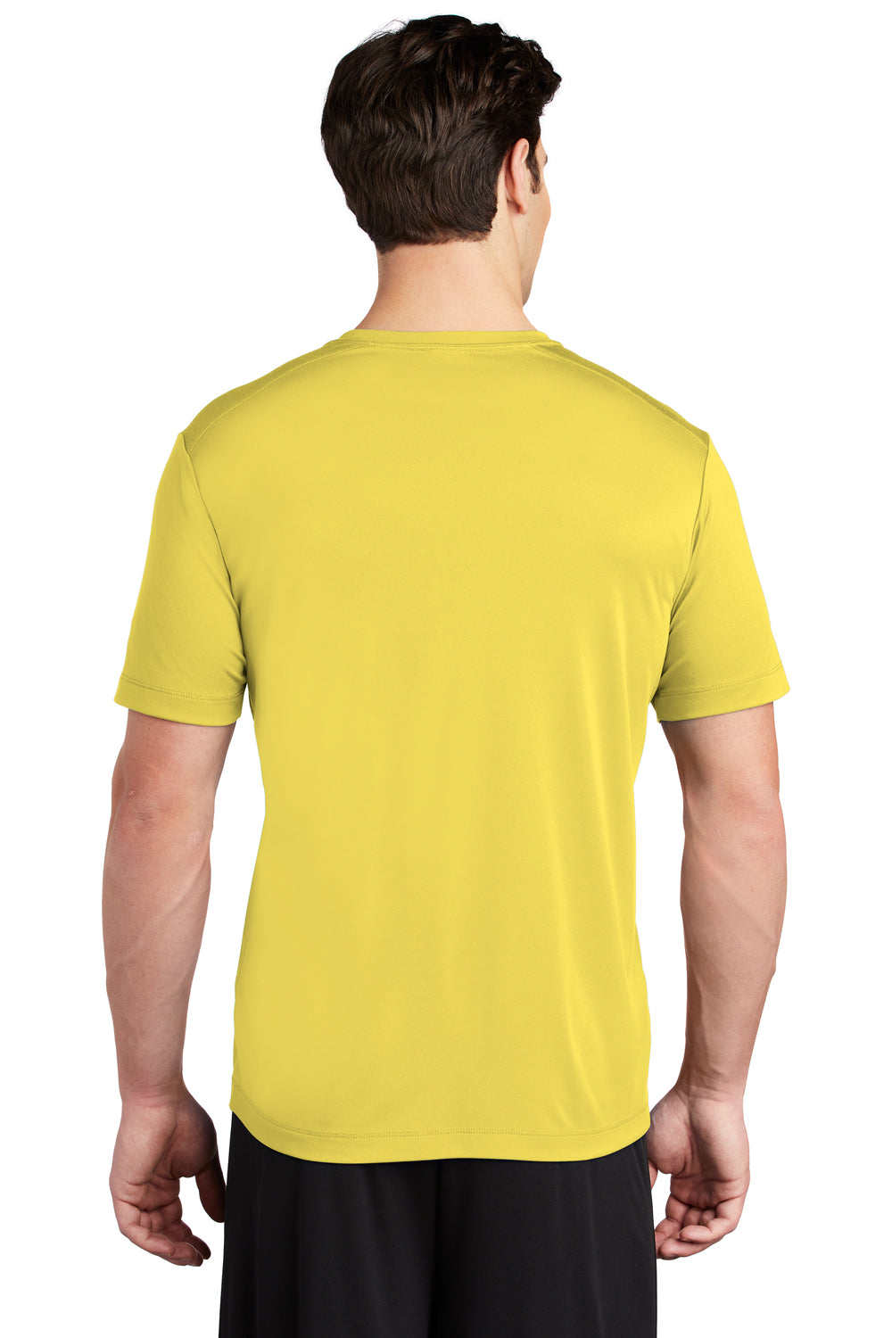 Sport-Tek ST420 Mens Moisture Wicking Short Sleeve Crewneck T-Shirt Yellow Model Back