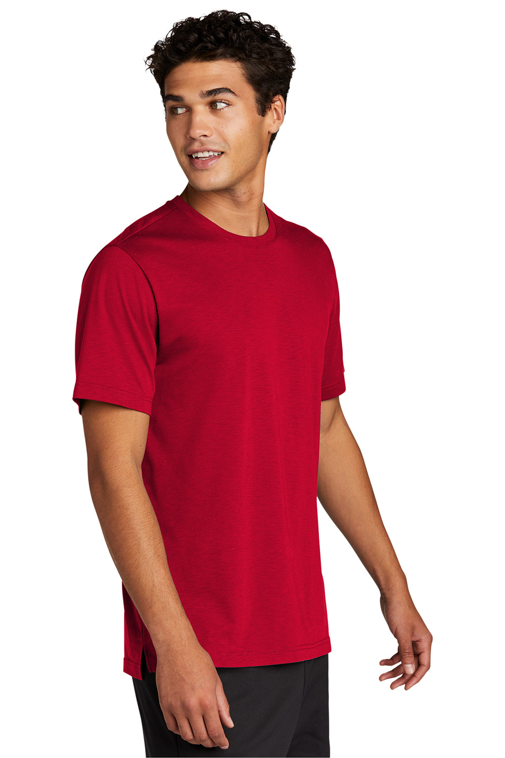 Sport-Tek ST430 Mens Strive Moisture Wicking Short Sleeve Crewneck T-Shirt Deep Red Model 3q