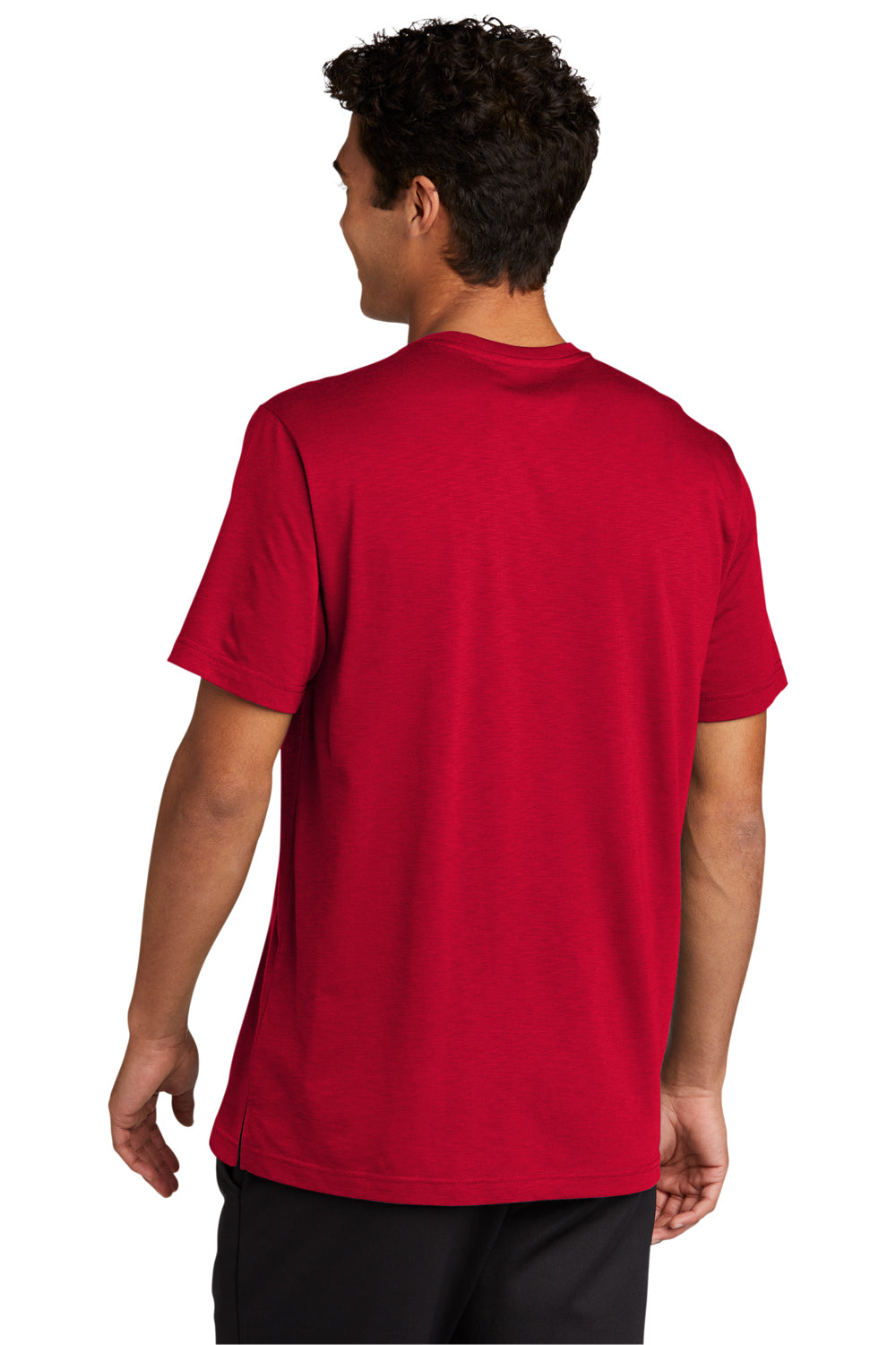 Sport-Tek ST430 Mens Strive Moisture Wicking Short Sleeve Crewneck T-Shirt Deep Red Model Back