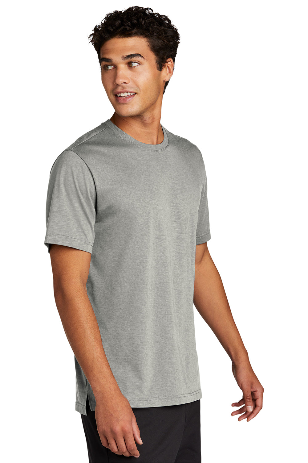 Sport-Tek ST430 Mens Strive Moisture Wicking Short Sleeve Crewneck T-Shirt Silver Grey Model 3q