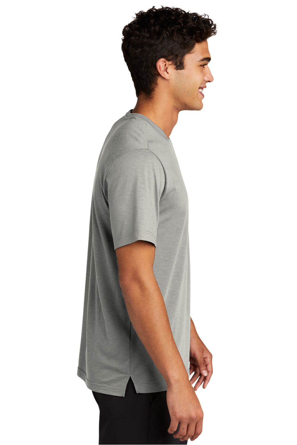 Sport-Tek ST430 Mens Strive Moisture Wicking Short Sleeve Crewneck T-Shirt Silver Grey Model Side