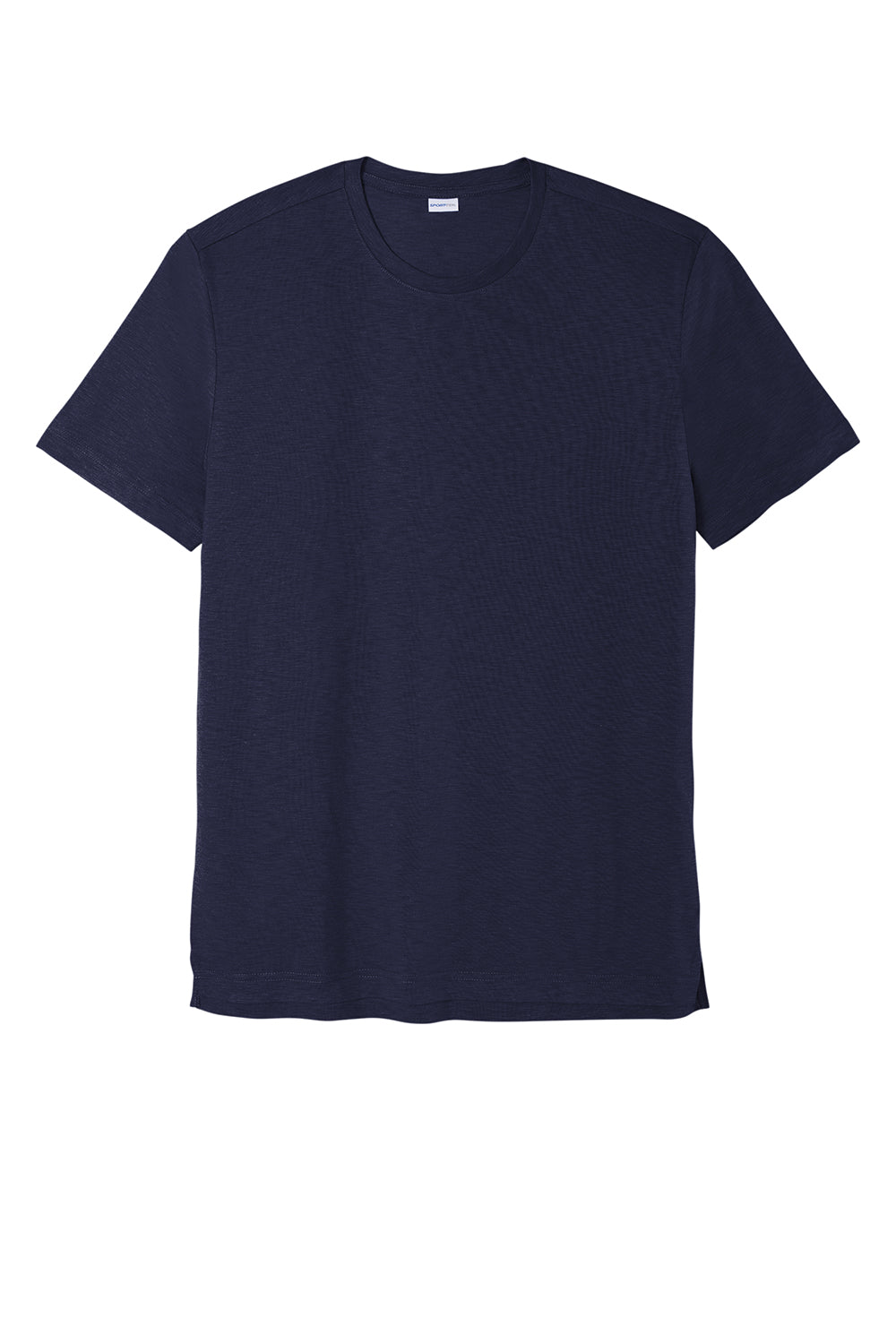 Sport-Tek ST430 Mens Strive Moisture Wicking Short Sleeve Crewneck T-Shirt True Navy Blue Flat Front