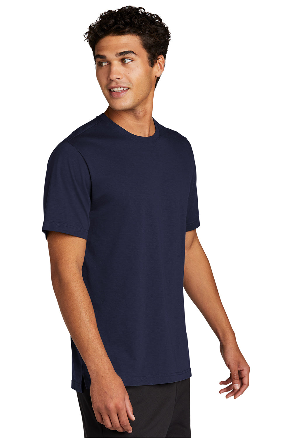 Sport-Tek ST430 Mens Strive Moisture Wicking Short Sleeve Crewneck T-Shirt True Navy Blue Model 3q