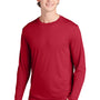 Sport-Tek Mens Competitor Moisture Wicking Long Sleeve Crewneck T-Shirt - Deep Red