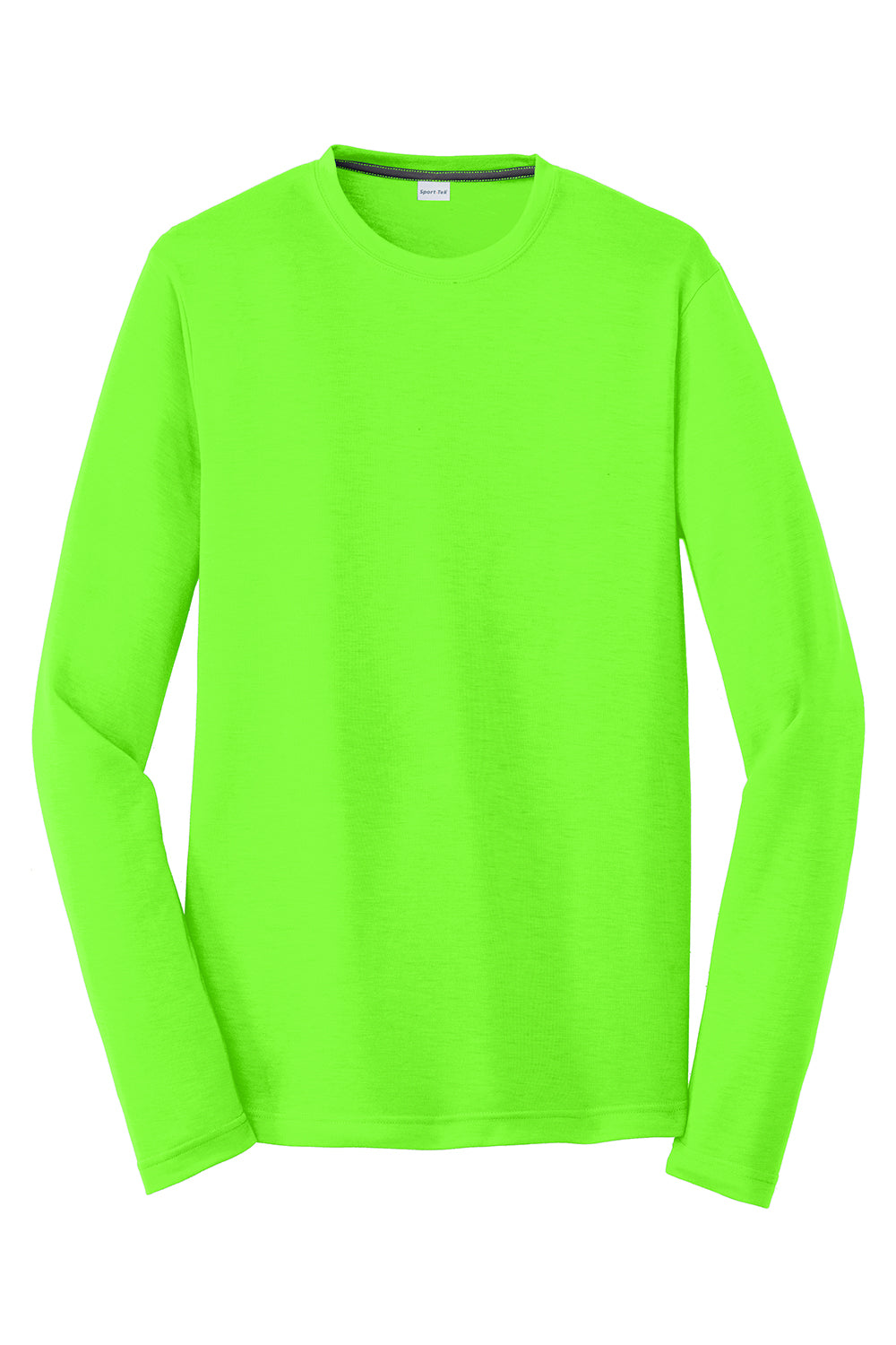 Sport-Tek ST450LS Mens Competitor Moisture Wicking Long Sleeve Crewneck T-Shirt Neon Green Flat Front