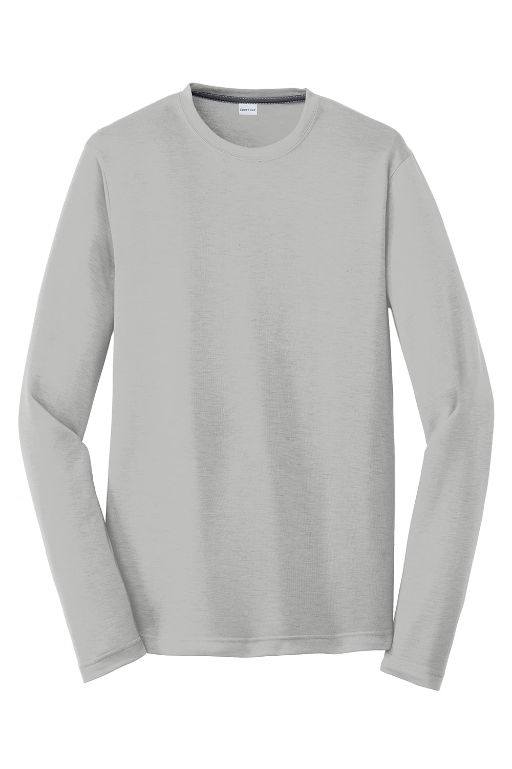 Sport-Tek ST450LS Mens Competitor Moisture Wicking Long Sleeve Crewneck T-Shirt Silver Grey Flat Front