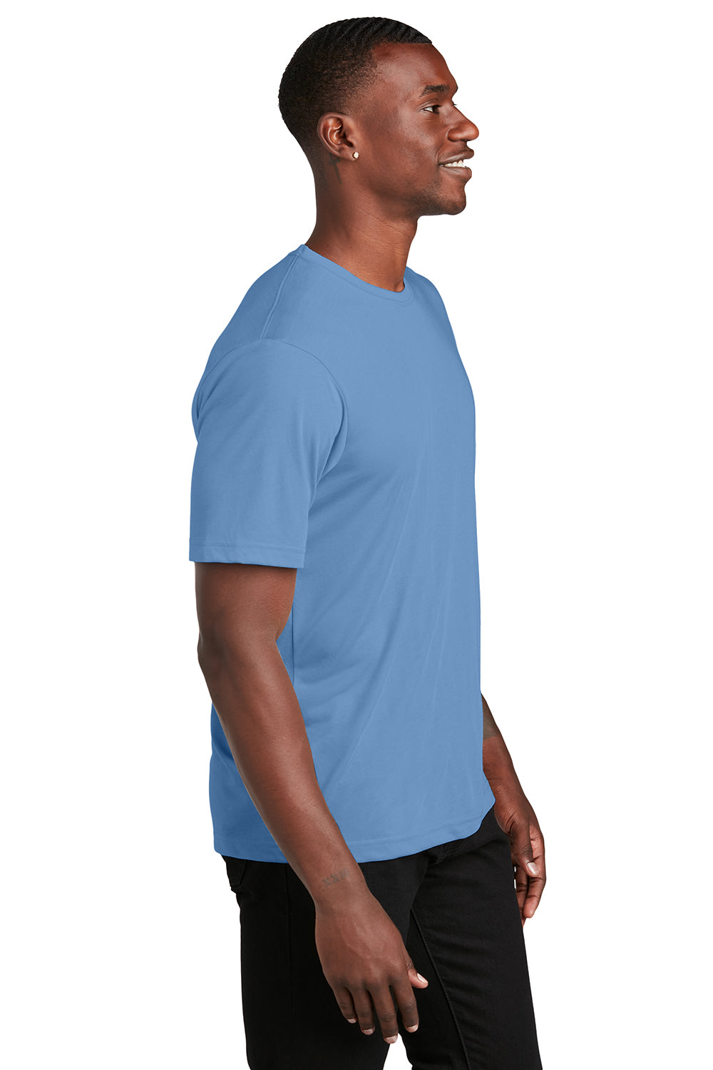 Sport-Tek ST450 Mens Competitor Moisture Wicking Short Sleeve Crewneck T-Shirt Carolina Blue Model Side