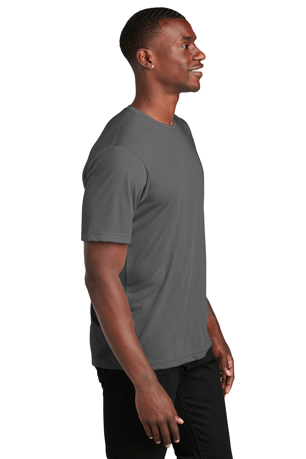 Sport-Tek ST450 Mens Competitor Moisture Wicking Short Sleeve Crewneck T-Shirt Dark Smoke Grey Model Side