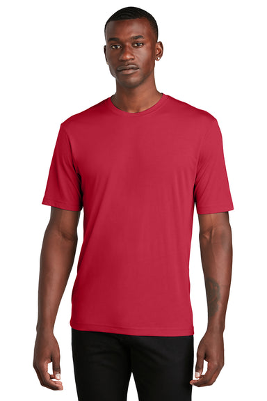 Sport-Tek ST450 Mens Competitor Moisture Wicking Short Sleeve Crewneck T-Shirt Deep Red Model Front