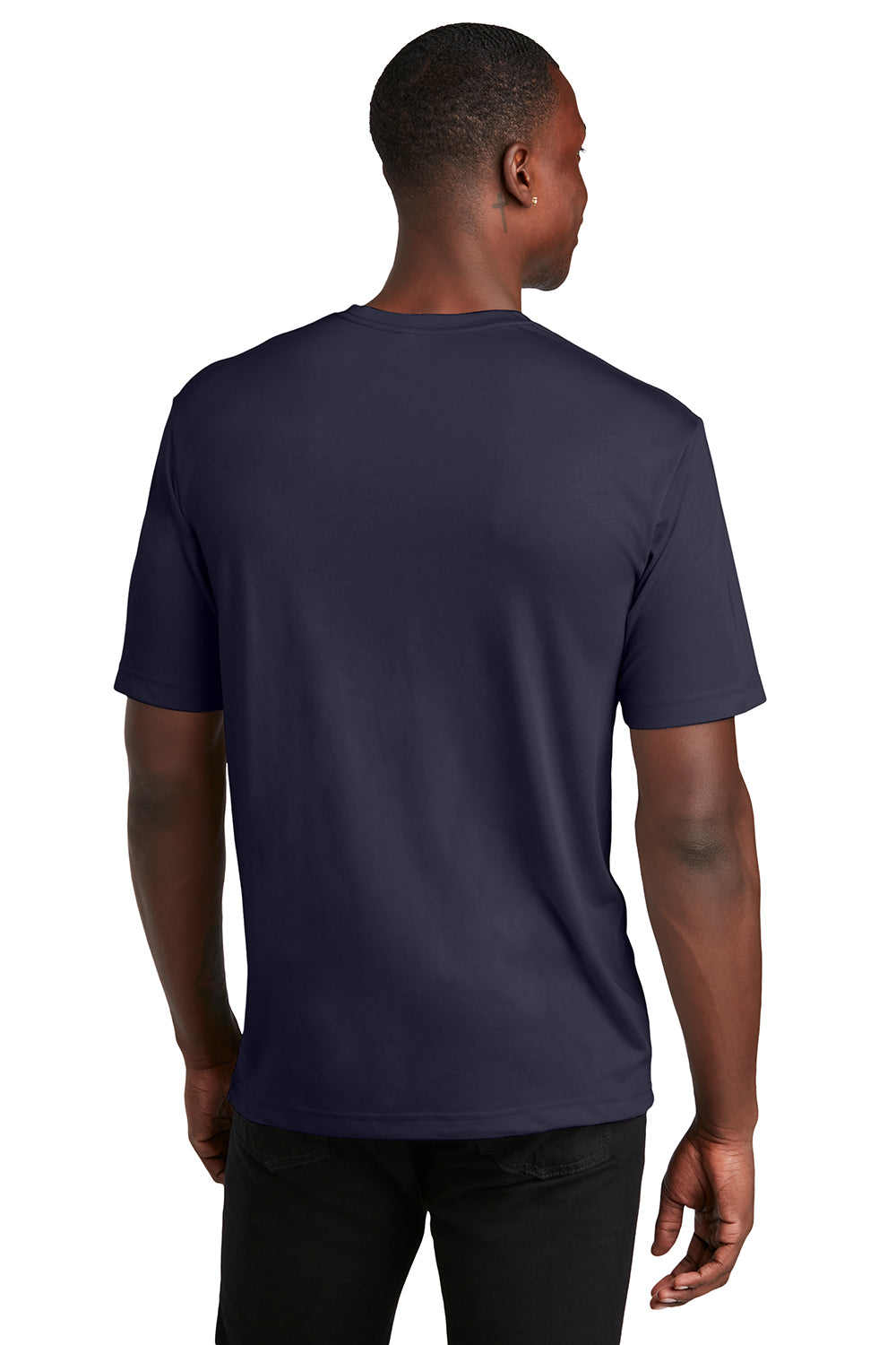 Sport-Tek ST450 Mens Competitor Moisture Wicking Short Sleeve Crewneck T-Shirt True Navy Blue Model Back