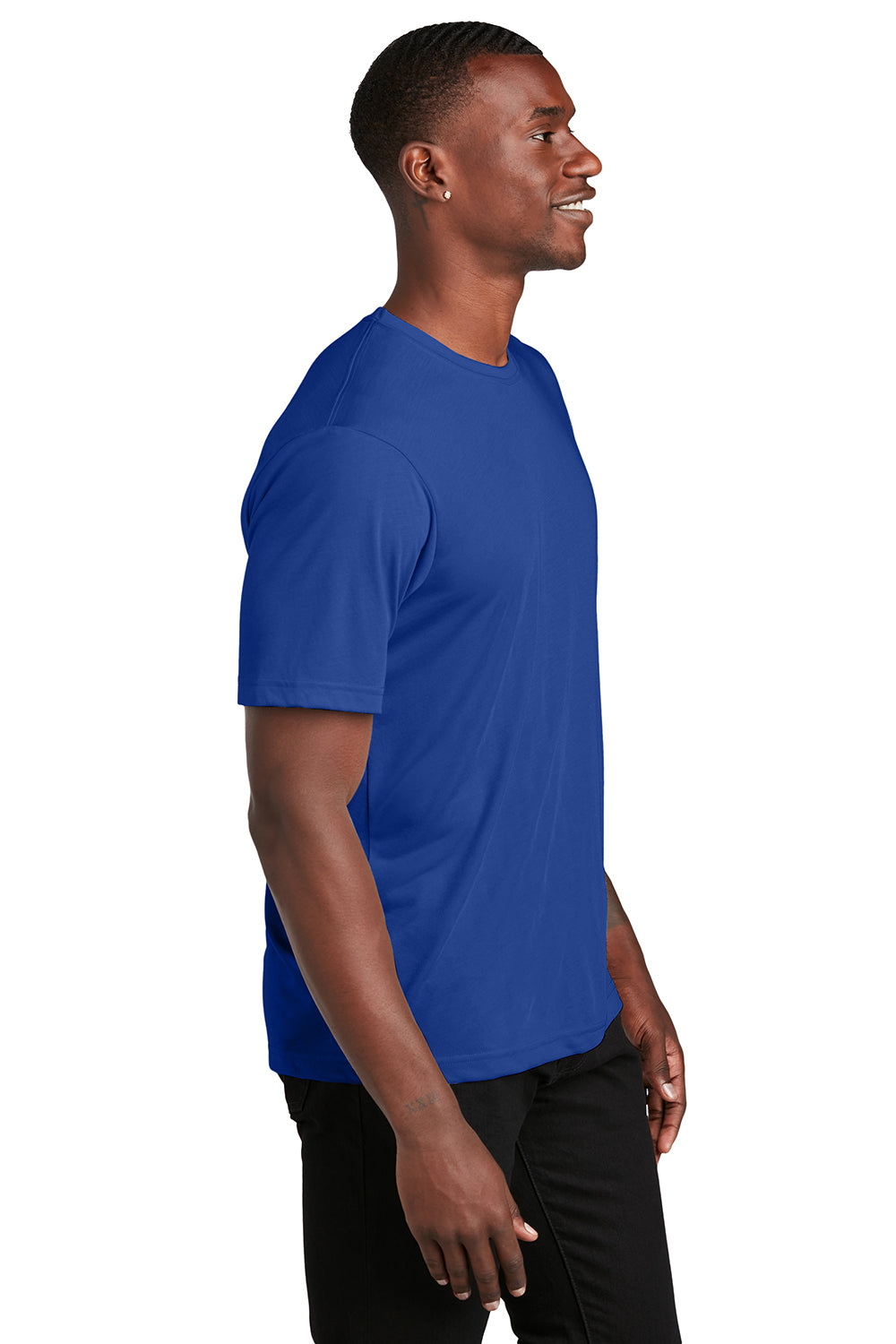 Sport-Tek ST450 Mens Competitor Moisture Wicking Short Sleeve Crewneck T-Shirt True Royal Blue Model Side