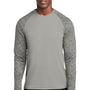 Sport-Tek Mens Digi Camo Moisture Wicking Long Sleeve Crewneck T-Shirt - Concrete Grey