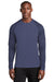 Sport-Tek ST460LS Mens Digi Camo Moisture Wicking Long Sleeve Crewneck T-Shirt True Navy Blue Model Front