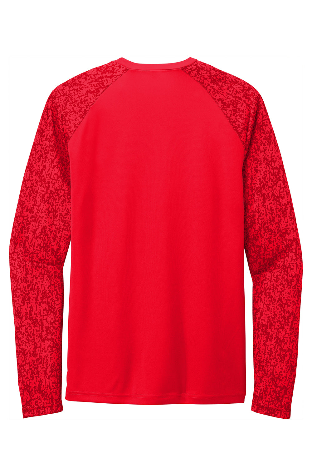 Sport-Tek ST460LS Mens Digi Camo Moisture Wicking Long Sleeve Crewneck T-Shirt True Red Flat Back