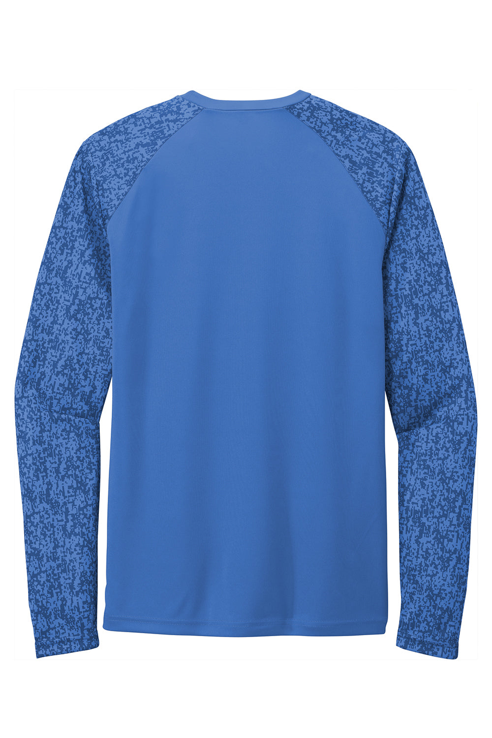 Sport-Tek ST460LS Mens Digi Camo Moisture Wicking Long Sleeve Crewneck T-Shirt True Royal Blue Flat Back