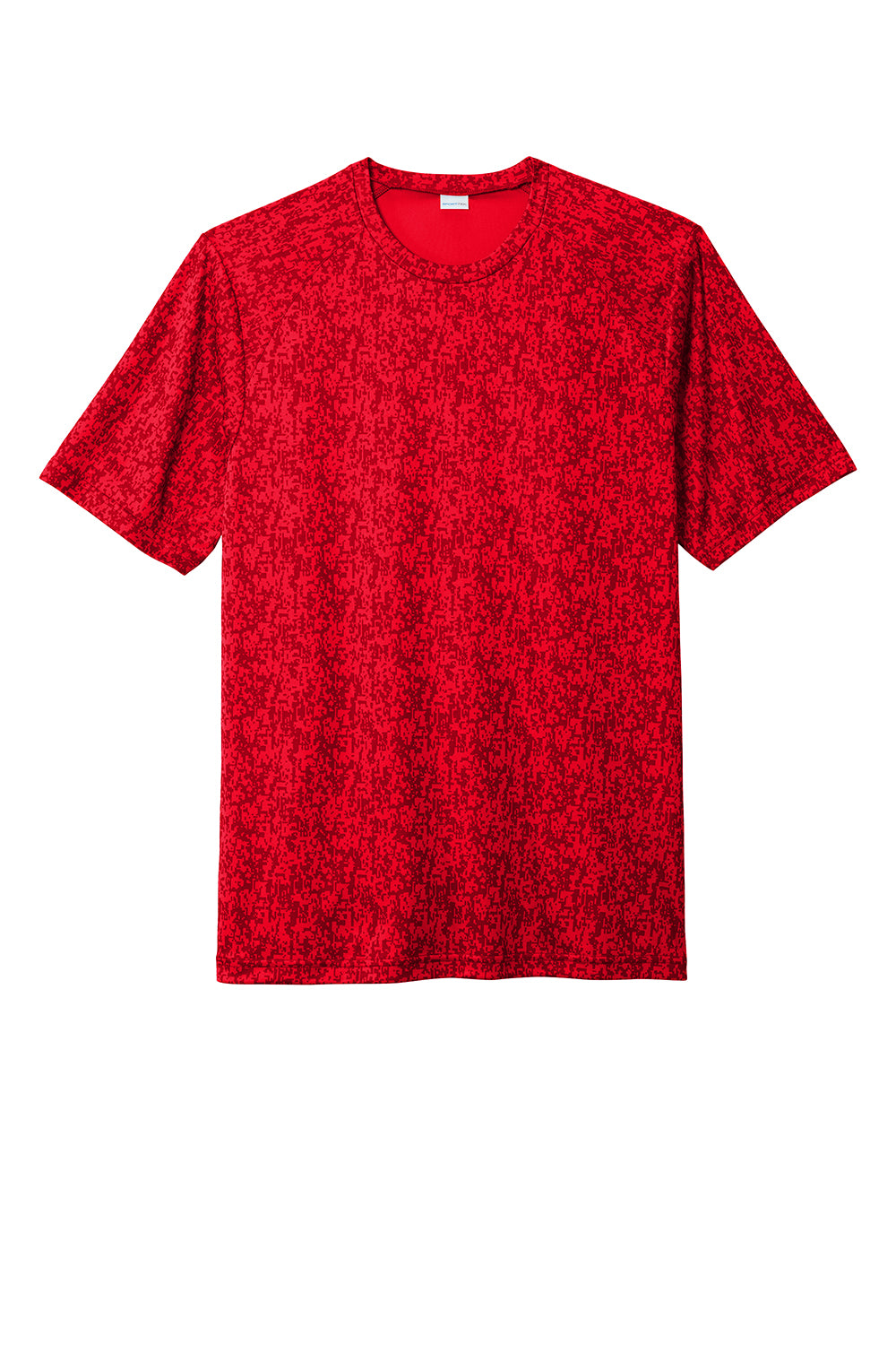 Sport-Tek ST460 Mens Digi Camo Moisture Wicking Short Sleeve Crewneck T-Shirt True Red Flat Front