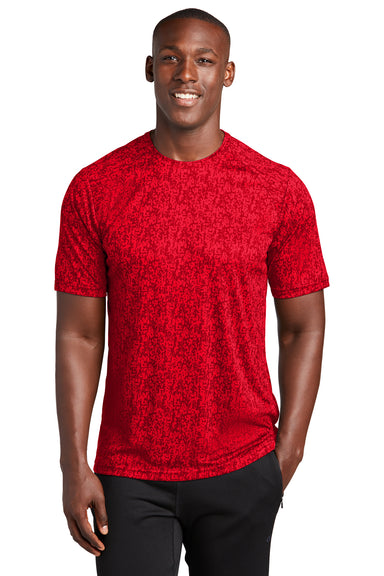 Sport-Tek ST460 Mens Digi Camo Moisture Wicking Short Sleeve Crewneck T-Shirt True Red Model Front