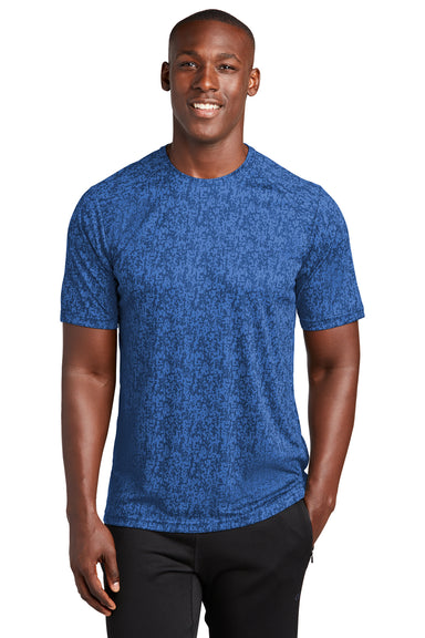 Sport-Tek ST460 Mens Digi Camo Moisture Wicking Short Sleeve Crewneck T-Shirt True Royal Blue Model Front