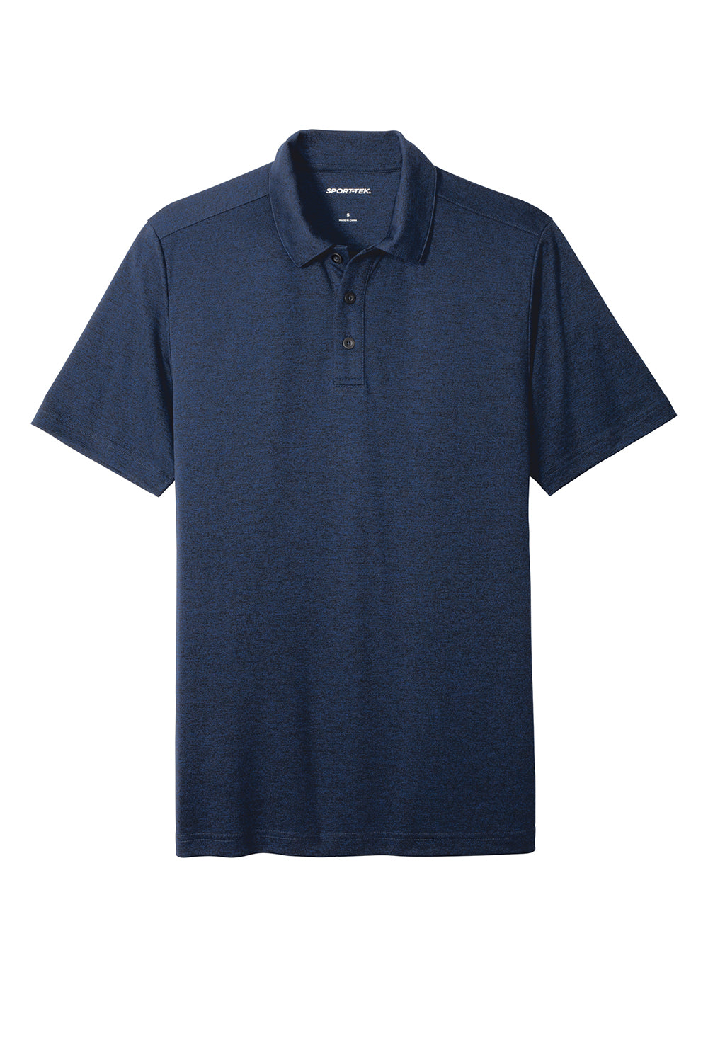 Sport-Tek ST467 Mens Endeavor Moisture Wicking Short Sleeve Polo Shirt Heather Dark Royal Blue Flat Front