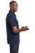 Sport-Tek ST467 Mens Endeavor Moisture Wicking Short Sleeve Polo Shirt Heather Dark Royal Blue Model Side