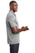 Sport-Tek ST467 Mens Endeavor Moisture Wicking Short Sleeve Polo Shirt Heather Light Grey Model Side