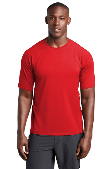 Sport-Tek ST470 Mens Rashguard Moisture Wicking Short Sleeve Crewneck T-Shirt True Red Model Front