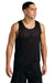 Sport-Tek ST5000 Mens PosiCharge Reversible Mesh Tank Top Black/Deep Red Model Front