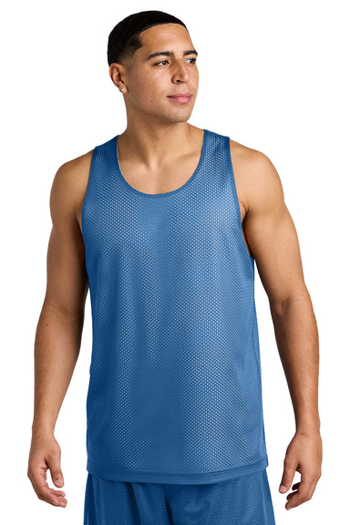 Sport-Tek ST5000 Mens PosiCharge Reversible Mesh Tank Top Carolina Blue/White Model Front