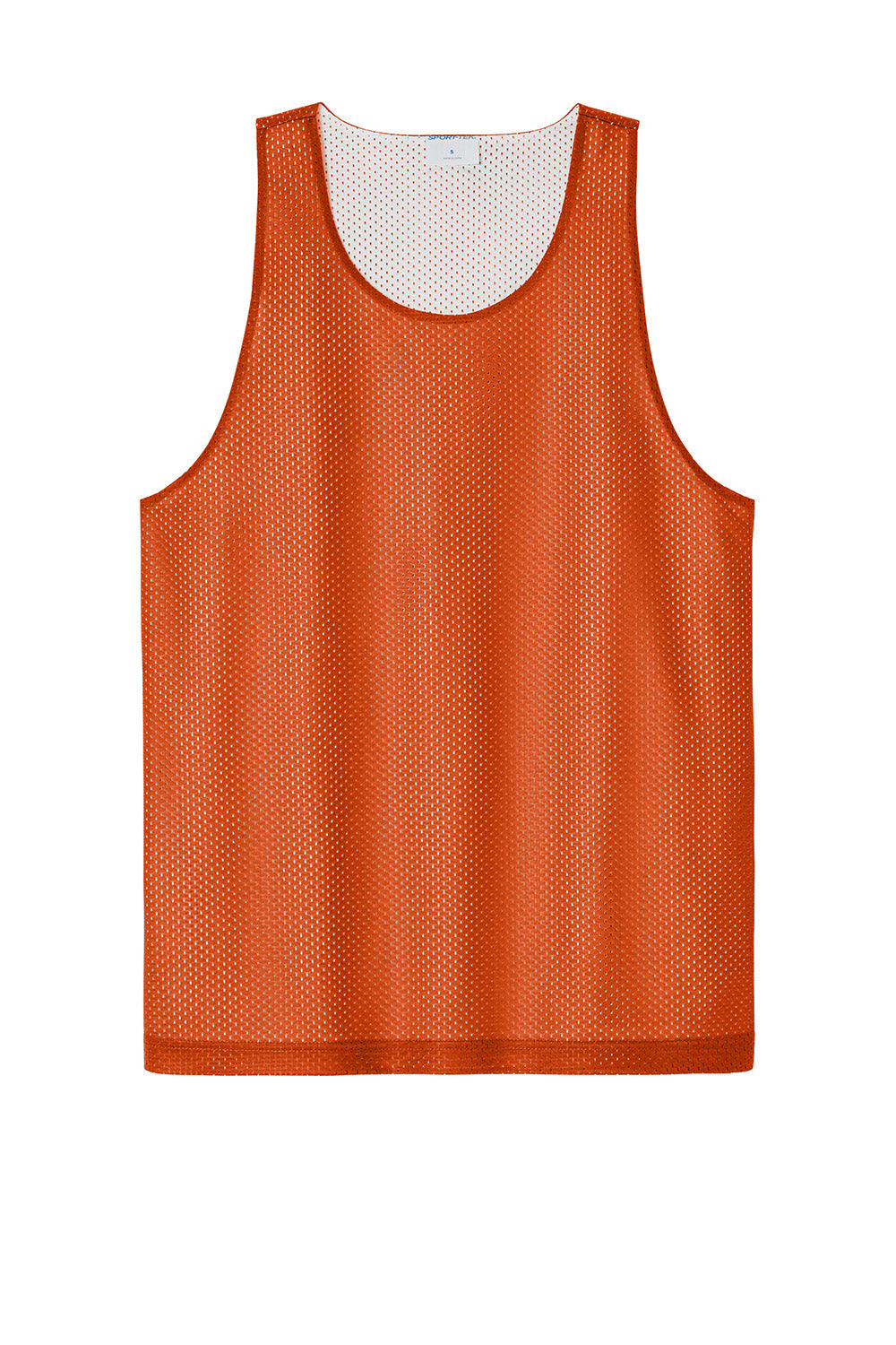 Sport-Tek ST5000 Mens PosiCharge Reversible Mesh Tank Top Deep Orange/White Flat Front