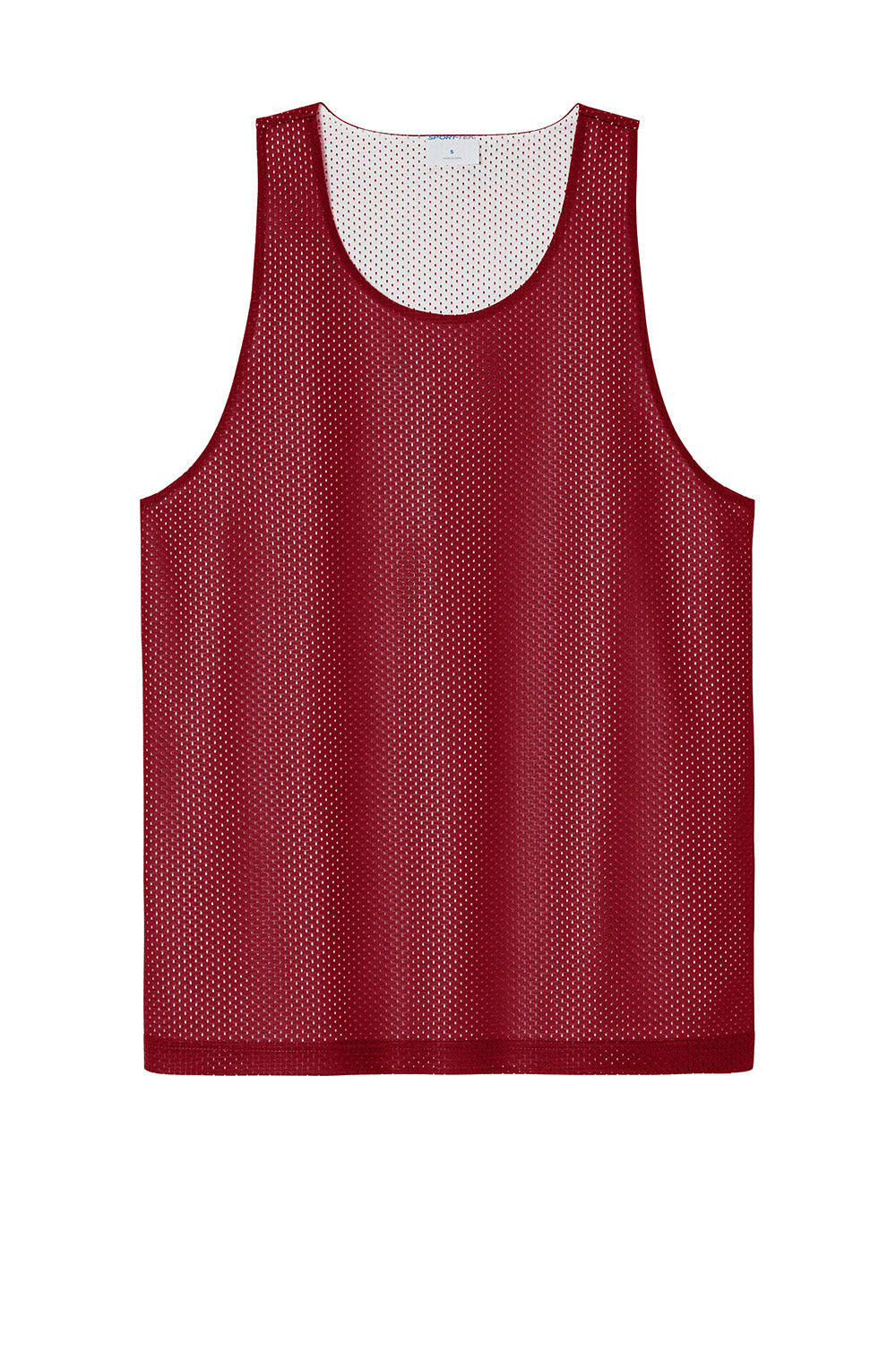 Sport-Tek ST5000 Mens PosiCharge Reversible Mesh Tank Top Deep Red/White Flat Front