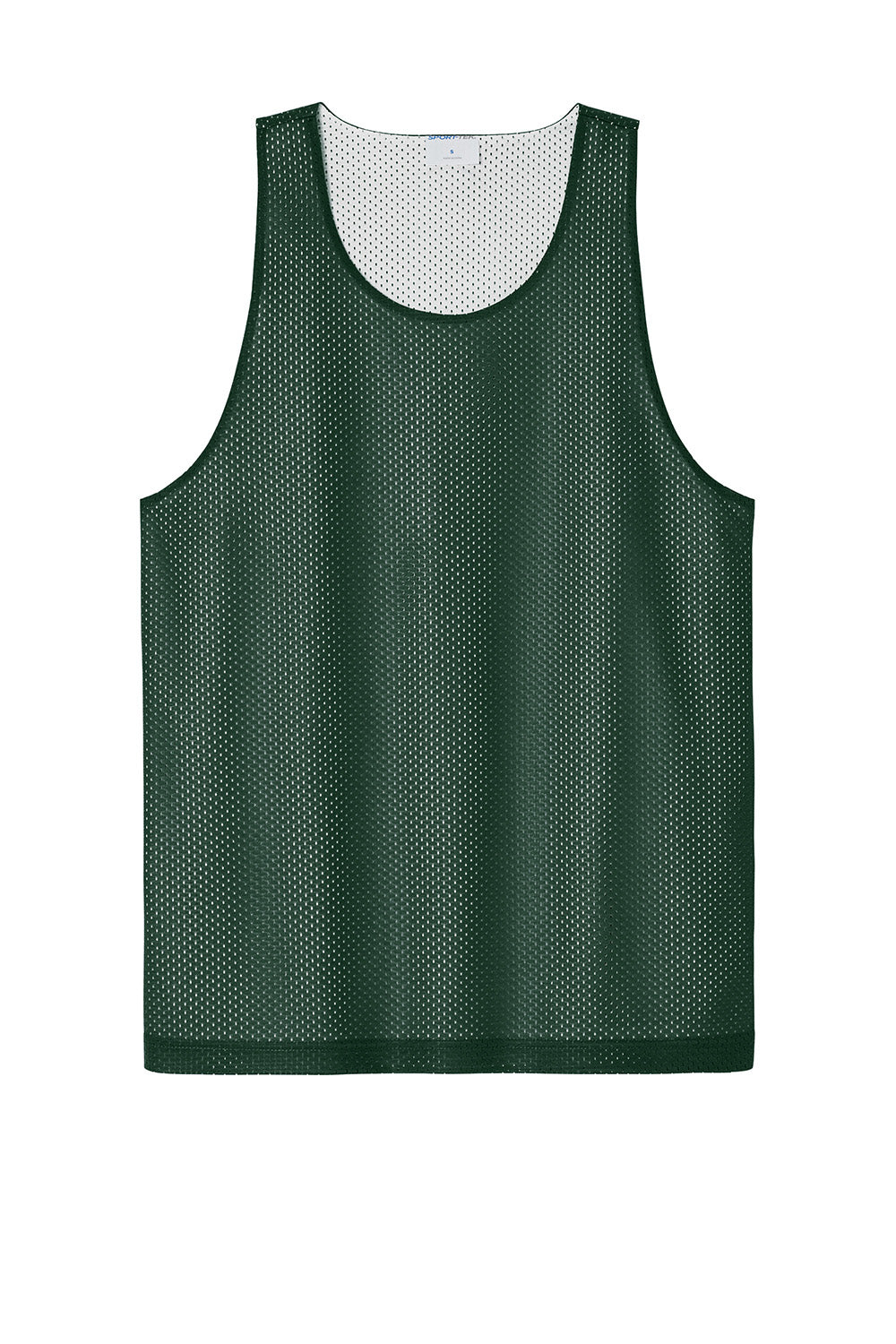 Sport-Tek ST5000 Mens PosiCharge Reversible Mesh Tank Top Forest Green/White Flat Front