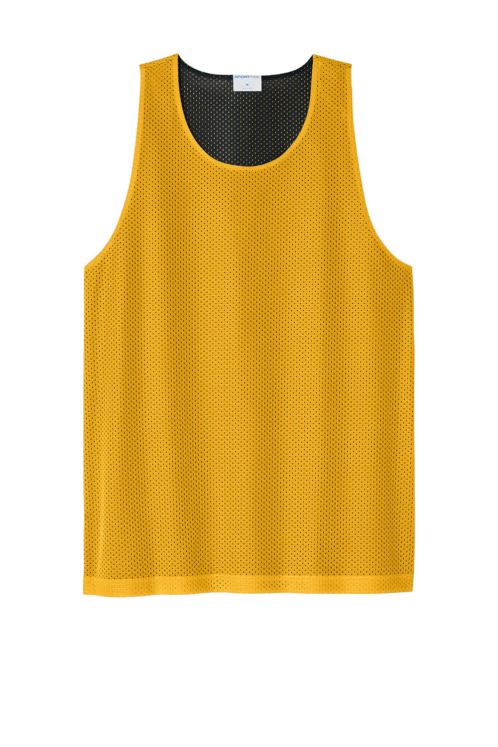 Sport-Tek ST5000 Mens PosiCharge Reversible Mesh Tank Top Gold/Black Flat Front