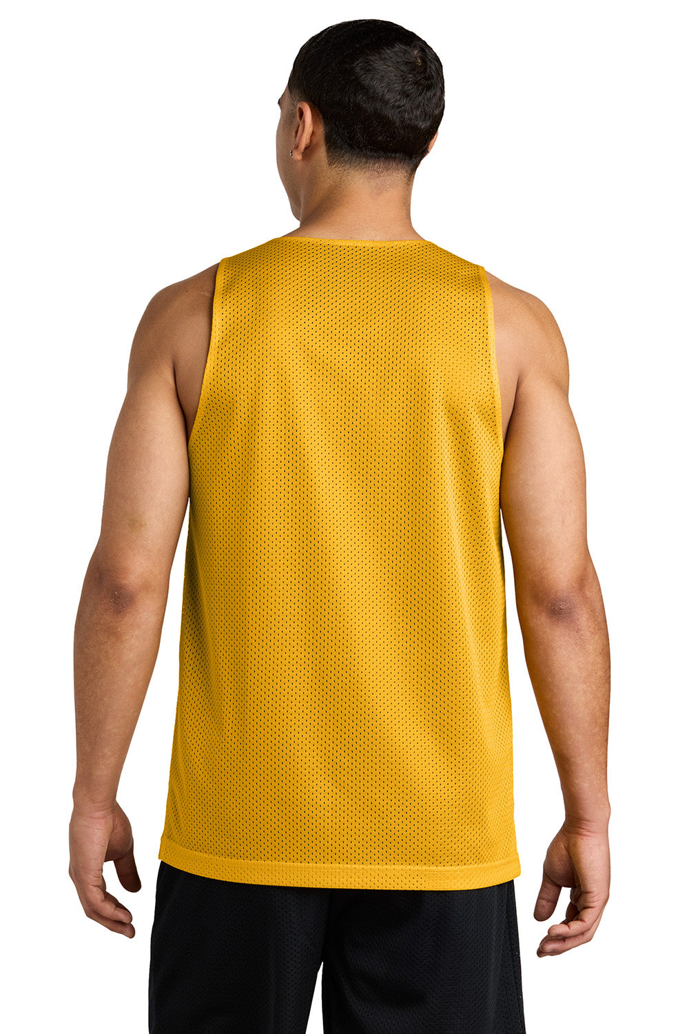 Sport-Tek ST5000 Mens PosiCharge Reversible Mesh Tank Top Gold/Black Model Back