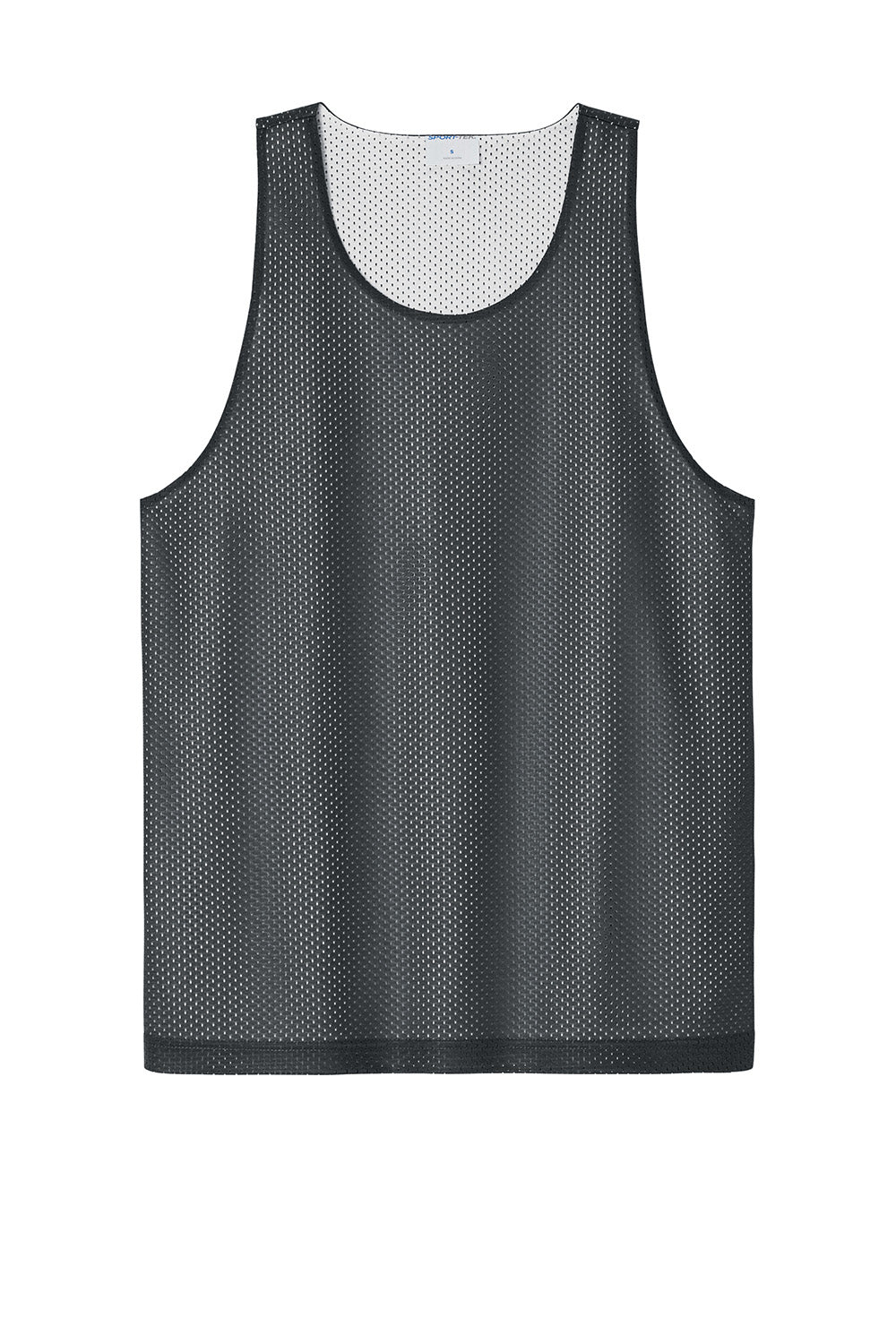 Sport-Tek ST5000 Mens PosiCharge Reversible Mesh Tank Top Iron Grey/White Flat Front