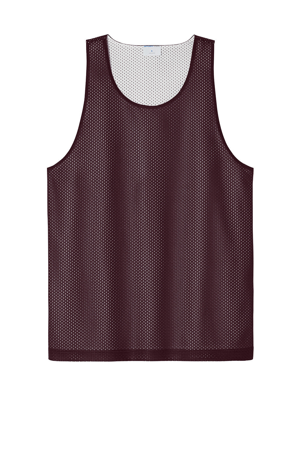 Sport-Tek ST5000 Mens PosiCharge Reversible Mesh Tank Top Maroon/White Flat Front