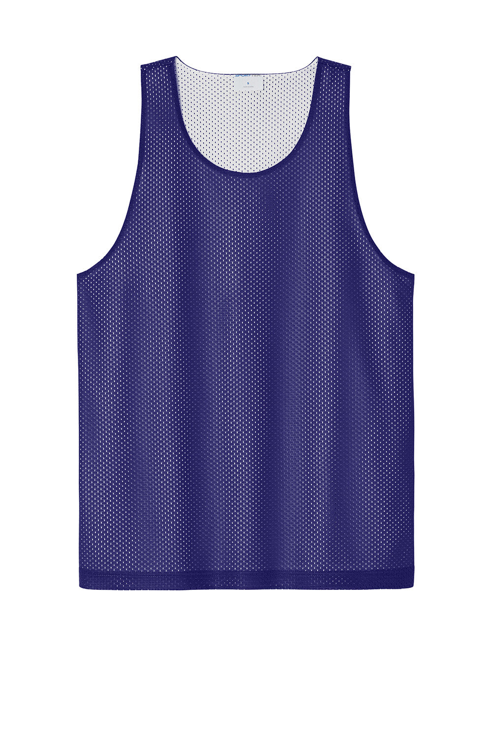 Sport-Tek ST5000 Mens PosiCharge Reversible Mesh Tank Top Purple/White Flat Front