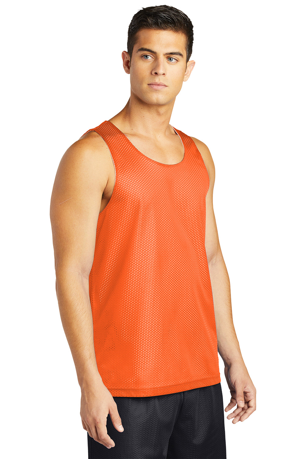 Sport-Tek ST500 Mens Reversible Mesh Moisture Wicking Tank Top Deep Orange Model 3q