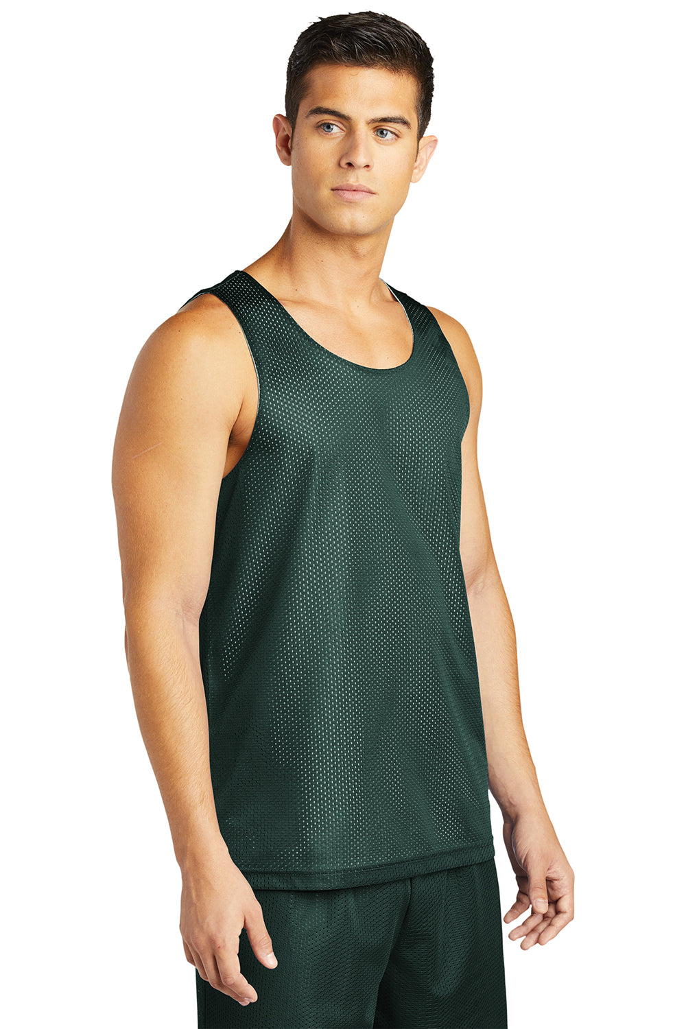 Sport-Tek ST500 Mens Reversible Mesh Moisture Wicking Tank Top Forest Green Model 3q