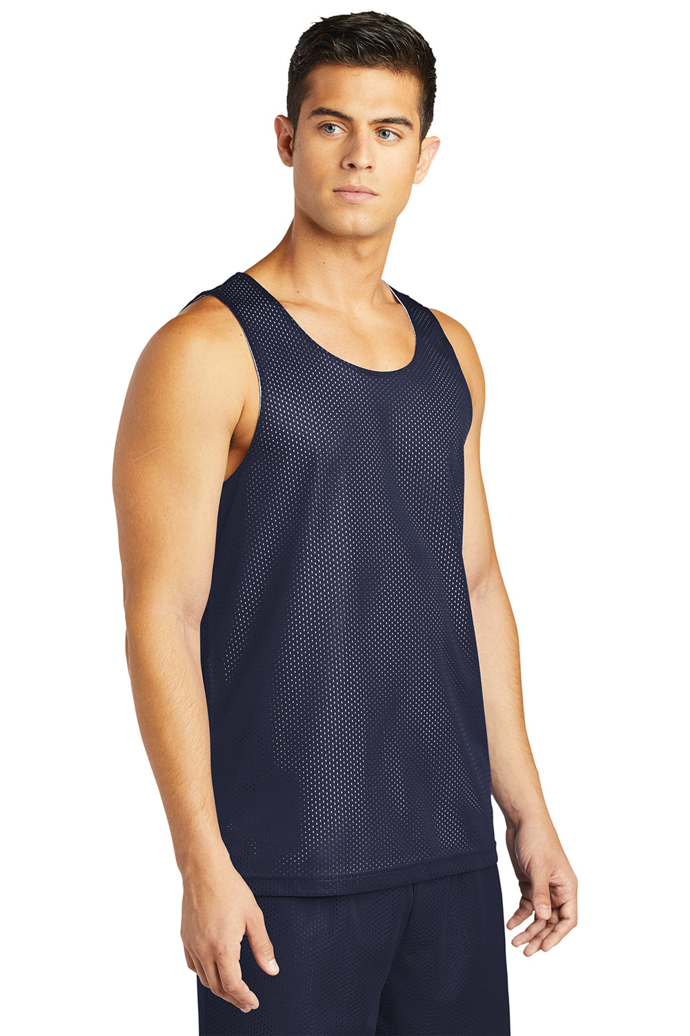 Sport-Tek ST500 Mens Reversible Mesh Moisture Wicking Tank Top True Navy Blue Model 3q