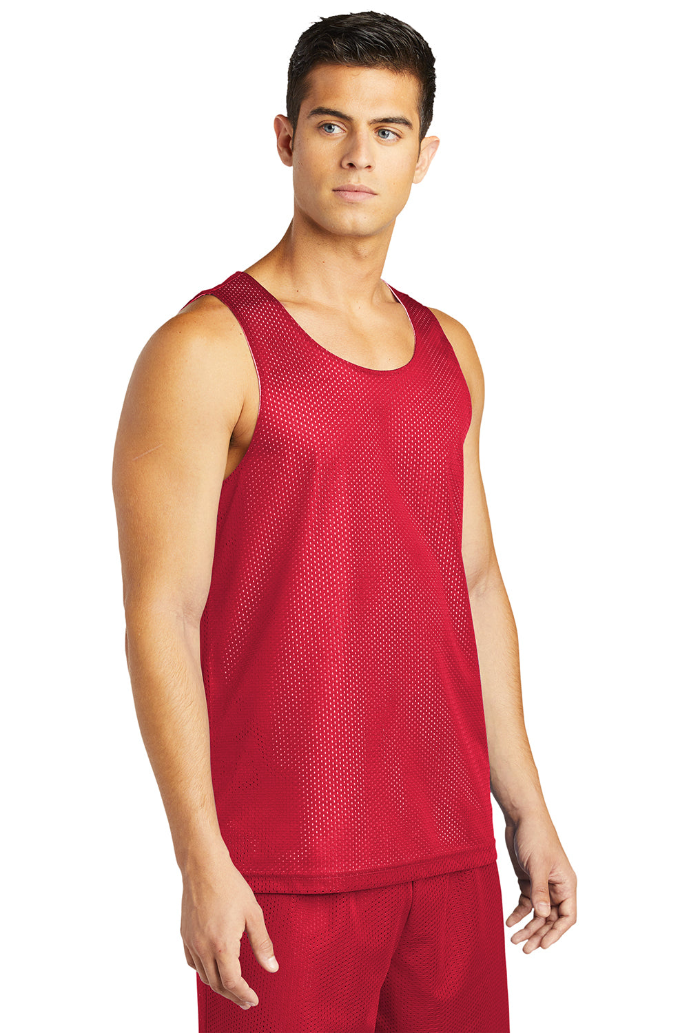 Sport-Tek ST500 Mens Reversible Mesh Moisture Wicking Tank Top True Red Model 3q