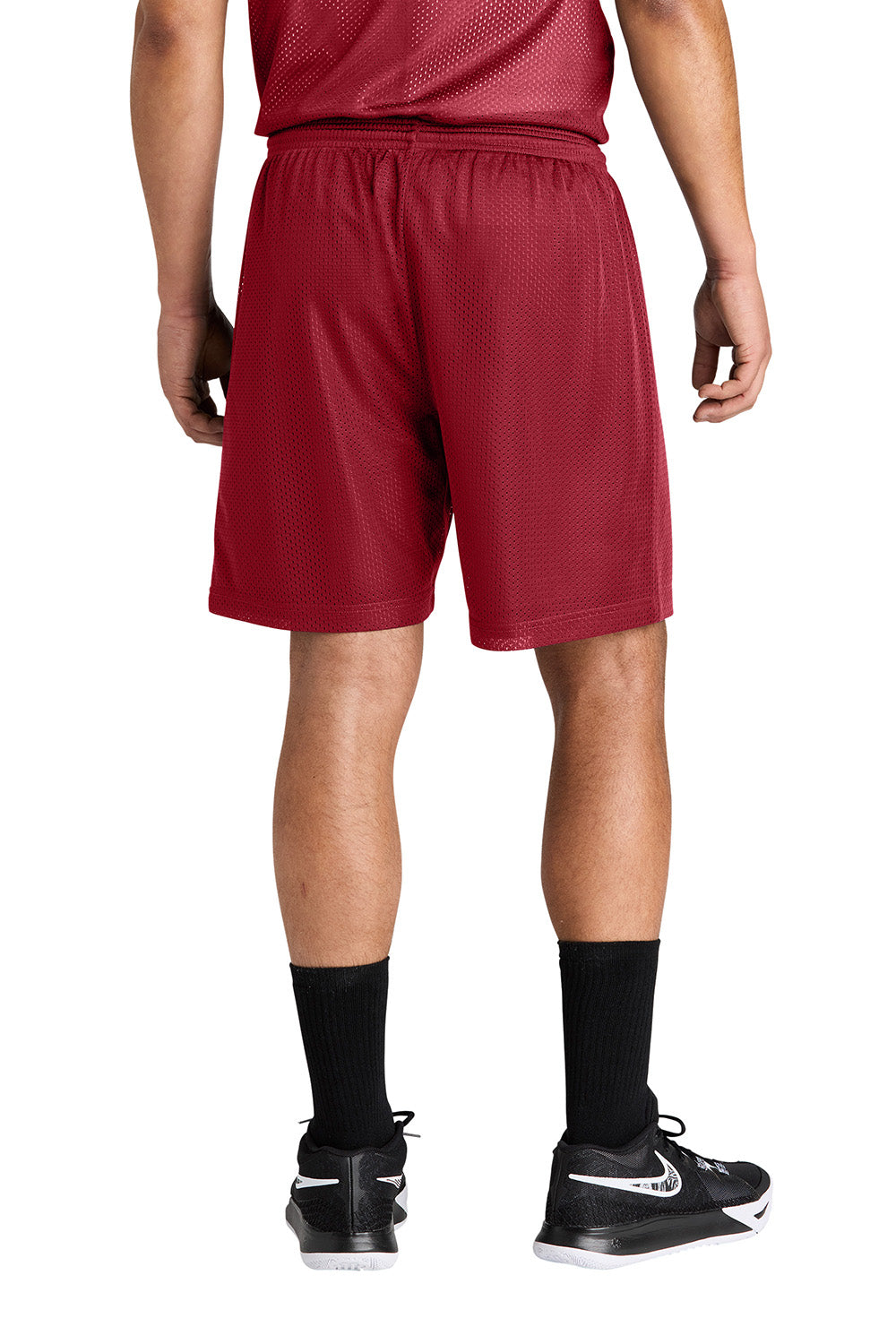 Sport-Tek ST5100 Mens PosiCharge Mesh Athletic Shorts Deep Red Model Back