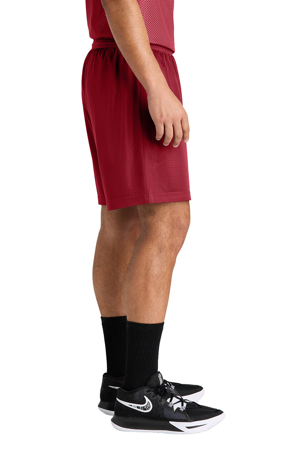 Sport-Tek ST5100 Mens PosiCharge Mesh Athletic Shorts Deep Red Model Side