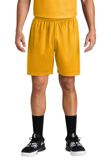 Sport-Tek ST5100 Mens PosiCharge Mesh Athletic Shorts Gold Model Front