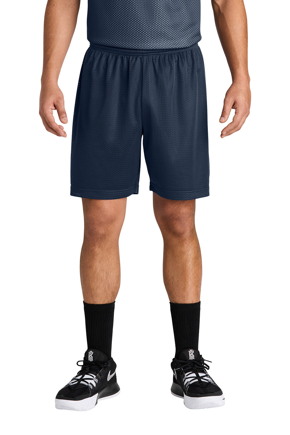 Sport-Tek ST5100 Mens PosiCharge Mesh Athletic Shorts True Navy Blue Model Front