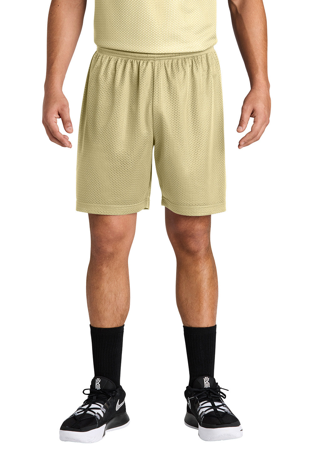 Sport-Tek ST5100 Mens PosiCharge Mesh Athletic Shorts Vegas Gold Model Front