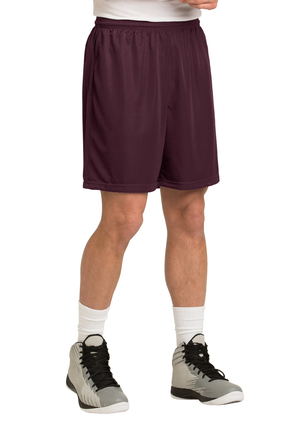 Sport-Tek ST510 Mens Moisture Wicking Classic Mesh Shorts Maroon Model 3q