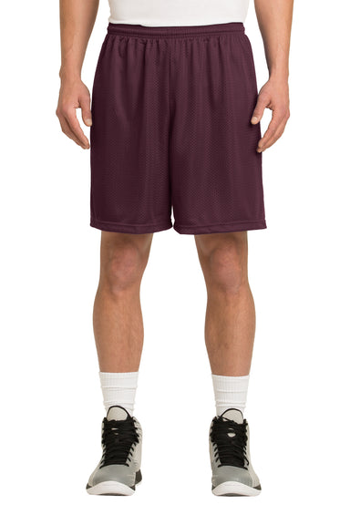 Sport-Tek ST510 Mens Moisture Wicking Classic Mesh Shorts Maroon Model Front